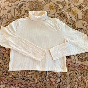 Madewell Cropped Ivory Ribbed Turtleneck